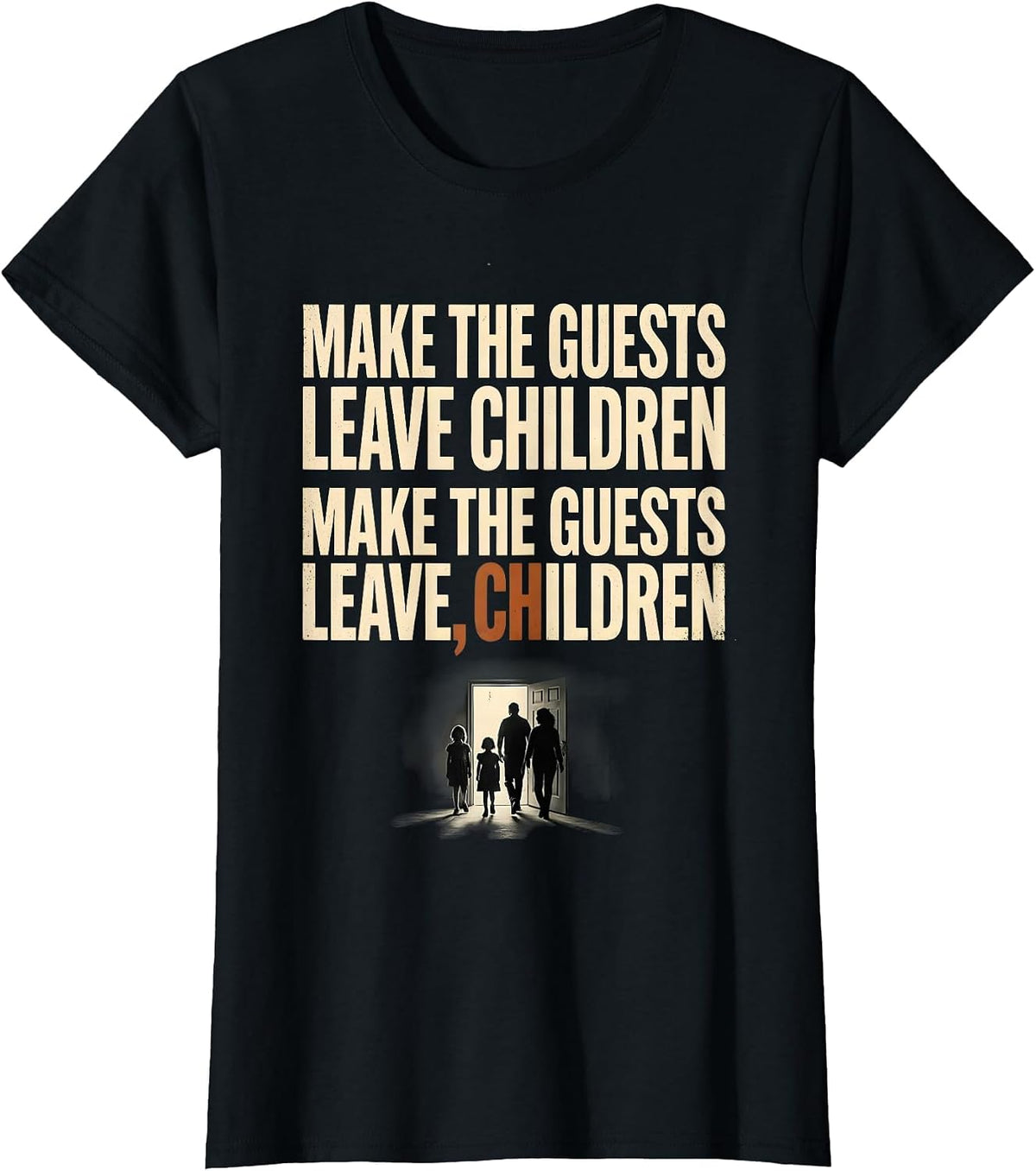 Women's Make the Guests Leave Children Funny Grammar Teacher T-Shirt - Black