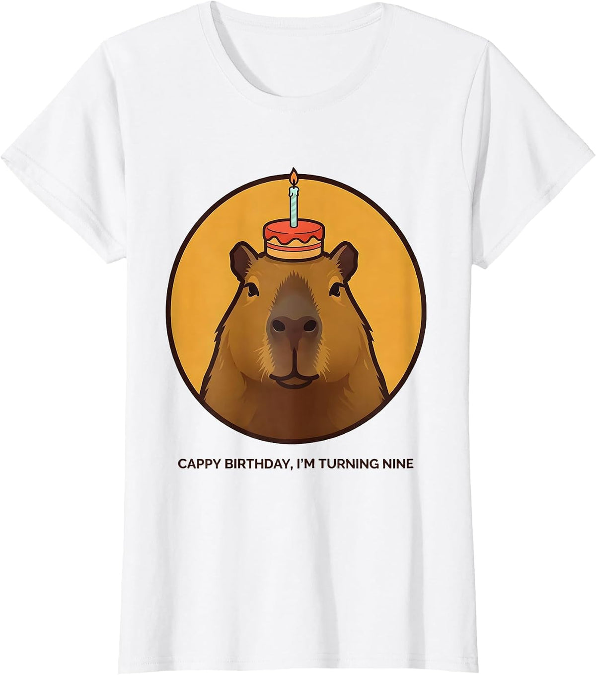 Women's Cappy Birthday I'm Turning Nine Kawaii Capybara 9th Birthday T-Shirt - White