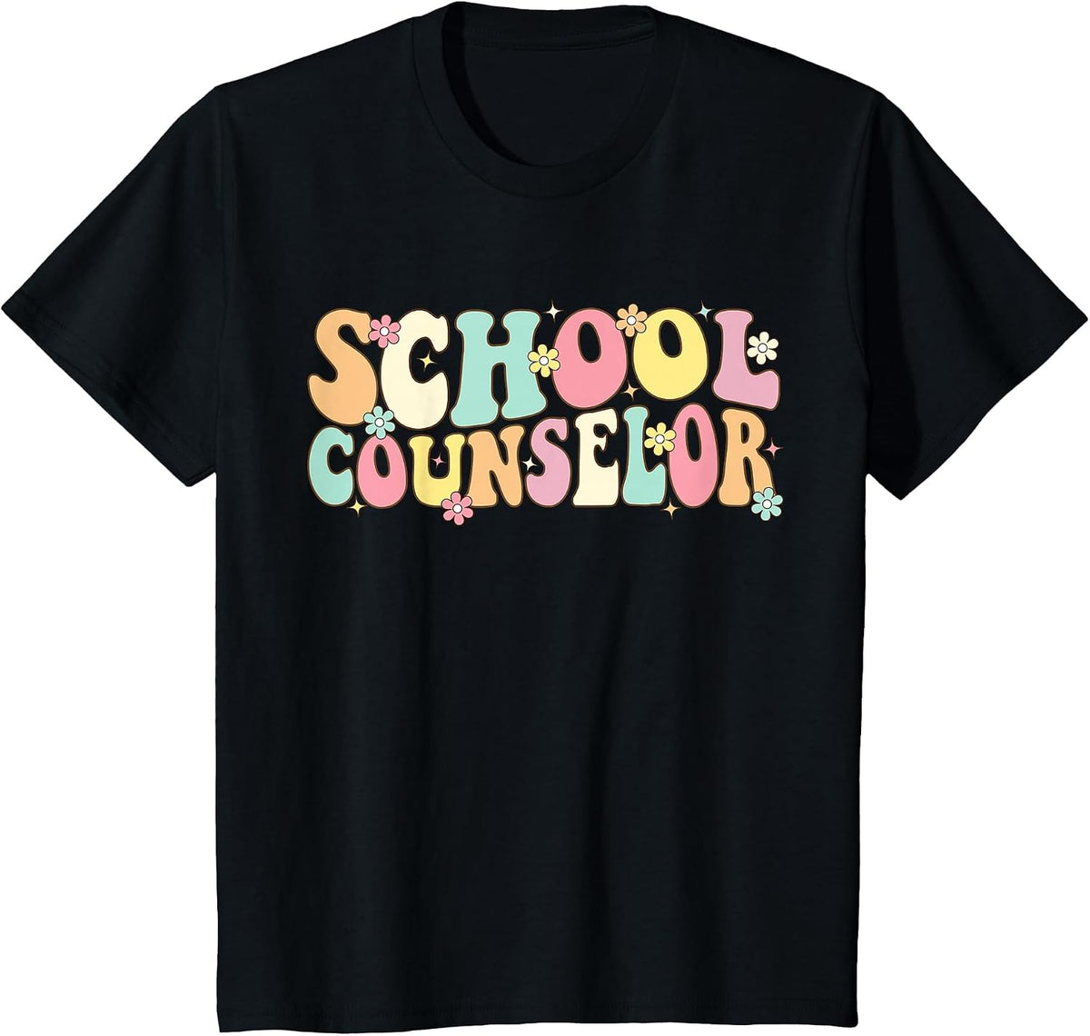 Groovy School Counselor Back to School Teacher Counseling T-Shirt - Black