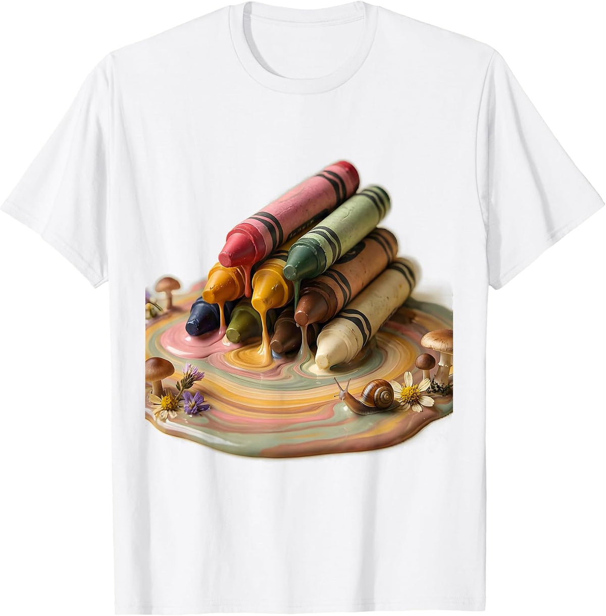 Men's Preschool Teacher Melting Crayons Rainbow Art T-Shirt - White