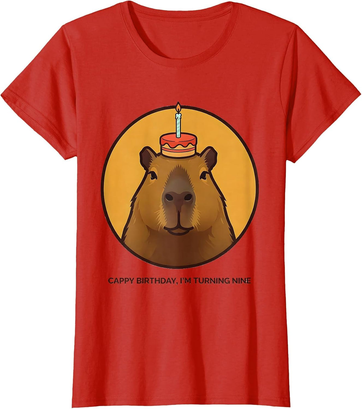 Women's Cappy Birthday I'm Turning Nine Kawaii Capybara 9th Birthday T-Shirt - Red