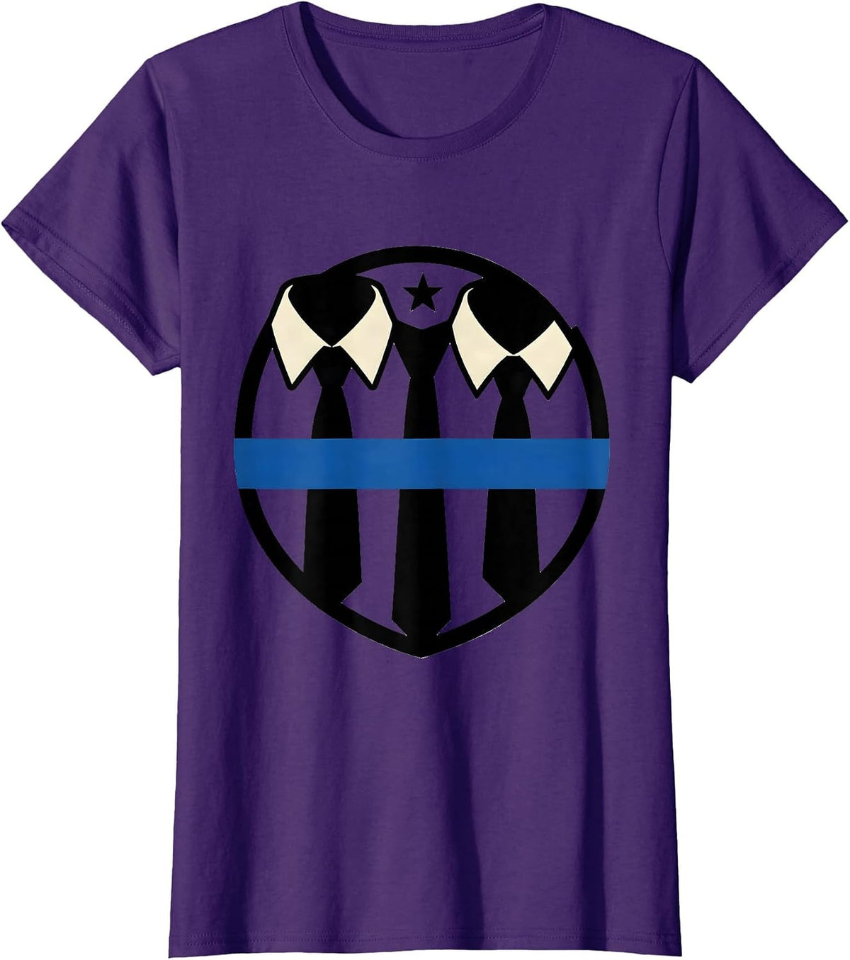 Women's Sealed Shield Thin Blue Line Police Supporter Tribute T-Shirt - Purple