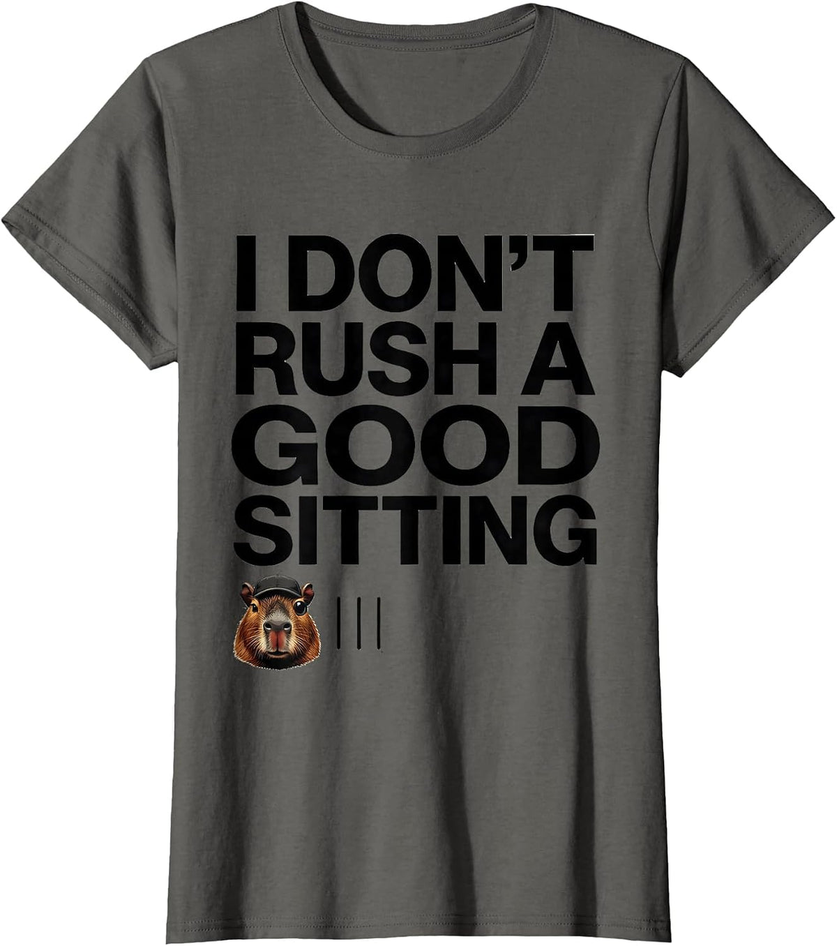 Women's I Don't Rush A Good Sitting Funny Capybara Animal Lover T-Shirt - Asphalt Grey