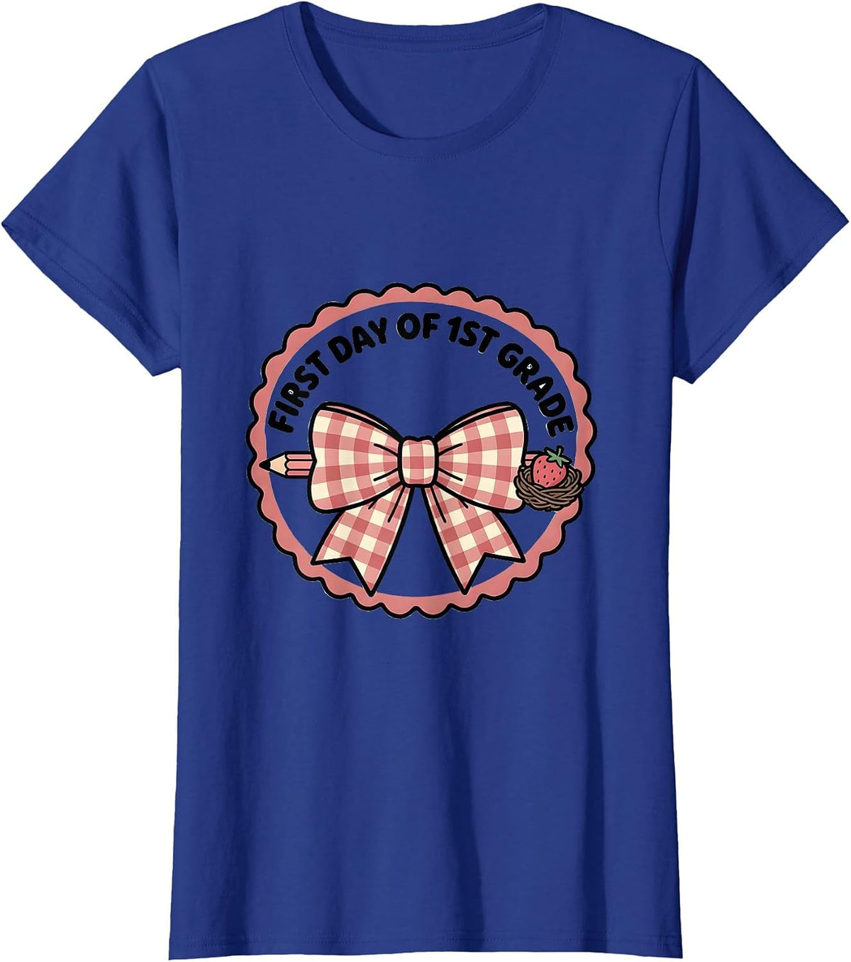 Women's First Day Of 1st Grade Cute Coquette Bow Back To School T-Shirt - Royal Blue