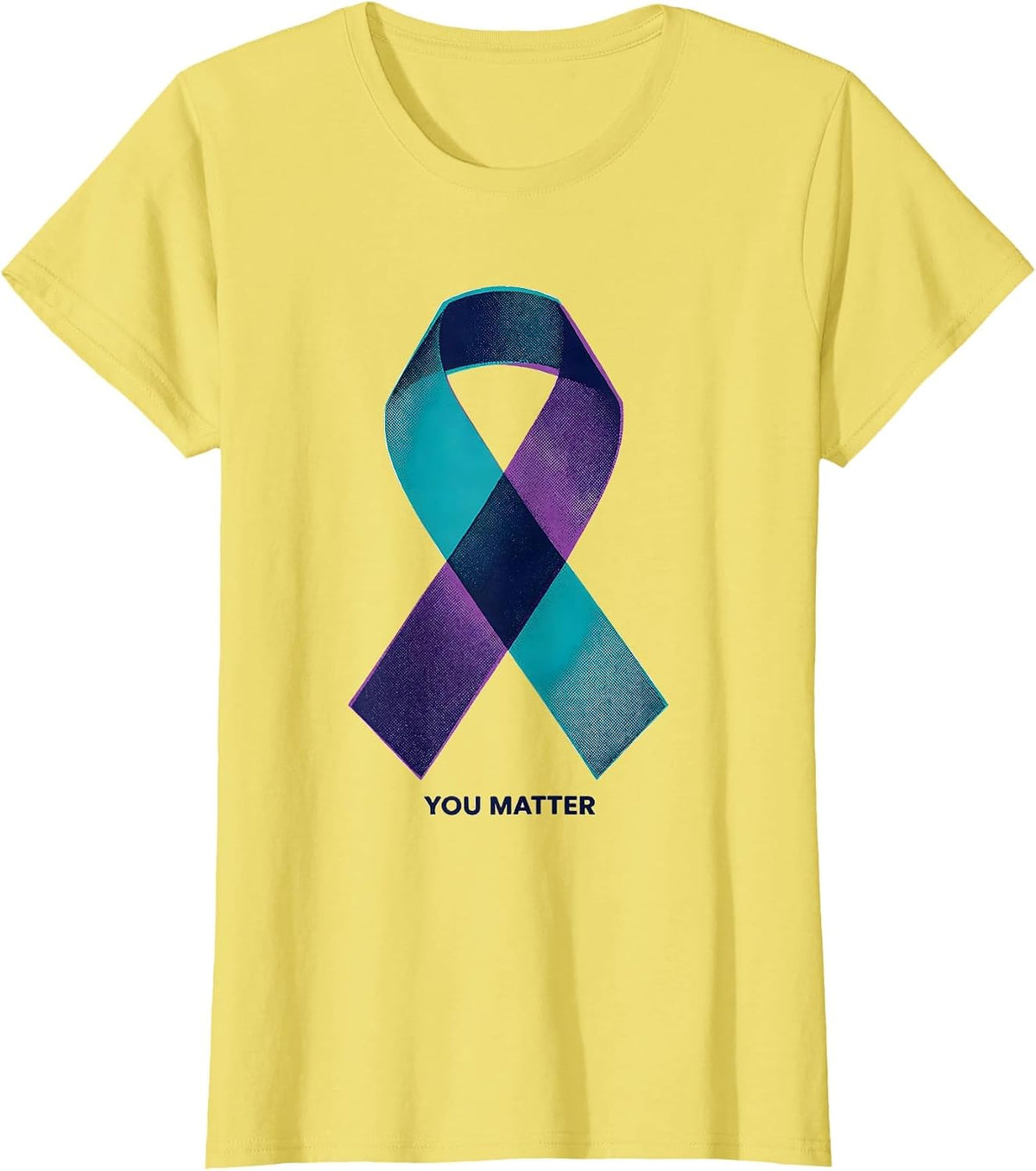 You Matter Risograph Suicide Prevention Awareness Teal T-Shirt - Lemon Yellow