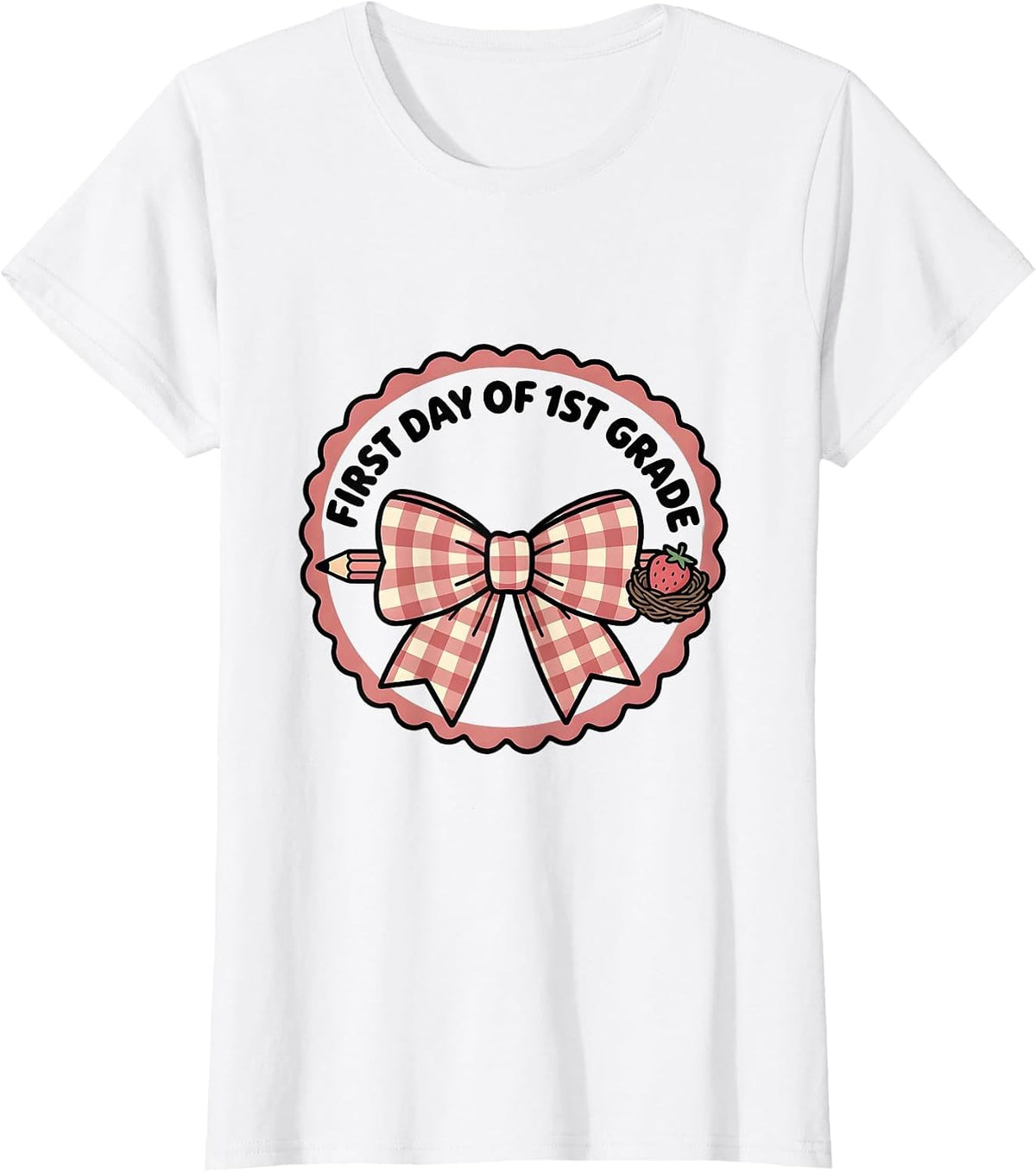 Women's First Day Of 1st Grade Cute Coquette Bow Back To School T-Shirt - White