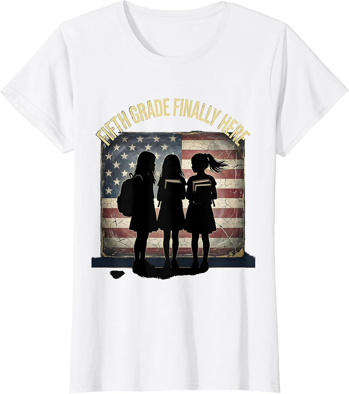 Fifth Grade Finally Here First Day Girls Design T-Shirt - White