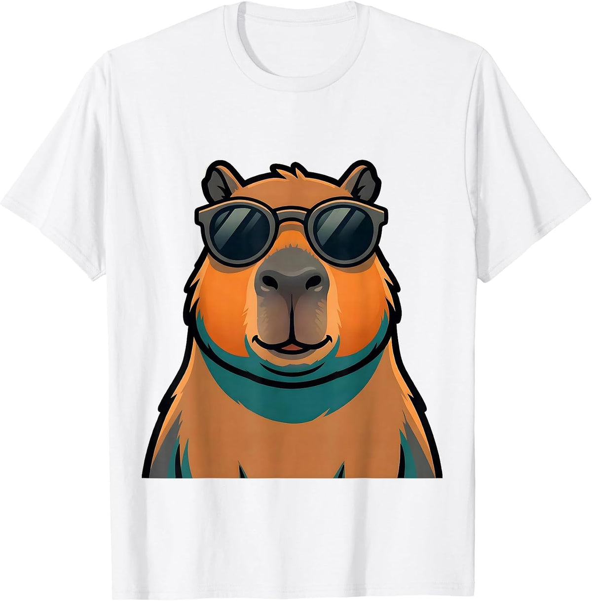 Men's Capybara Cartoon Novelty Animal Mascot Graphic T-Shirt - White