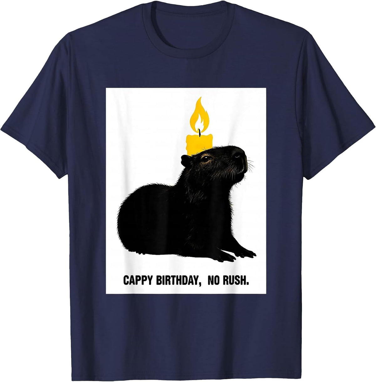 Men's Cappy Birthday No Rush Cute Capybara Birthday Gift T-Shirt - Navy Blue