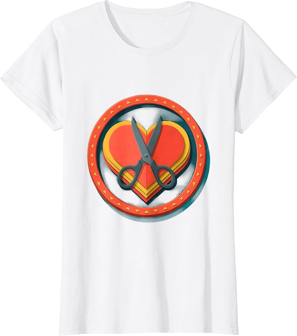 Women's Preschool Teacher Scissors Cutting Paper Heart T-Shirt - White