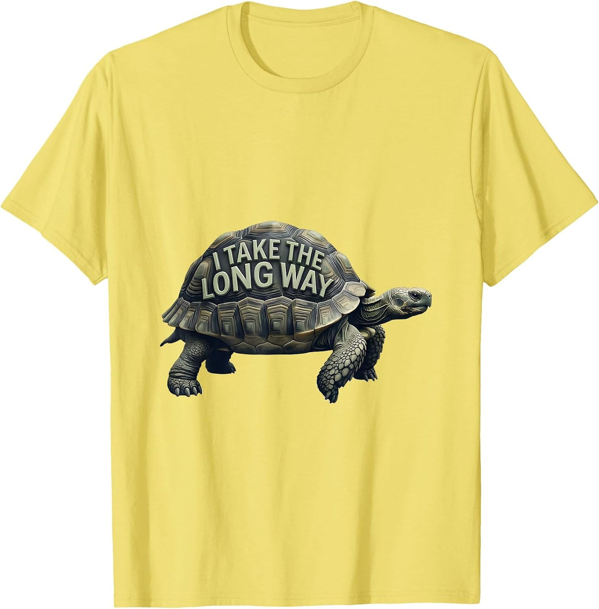 Men's I Take The Long Way Funny Tortoise Lover Pet Owner Gift T-Shirt - Lemon Yellow