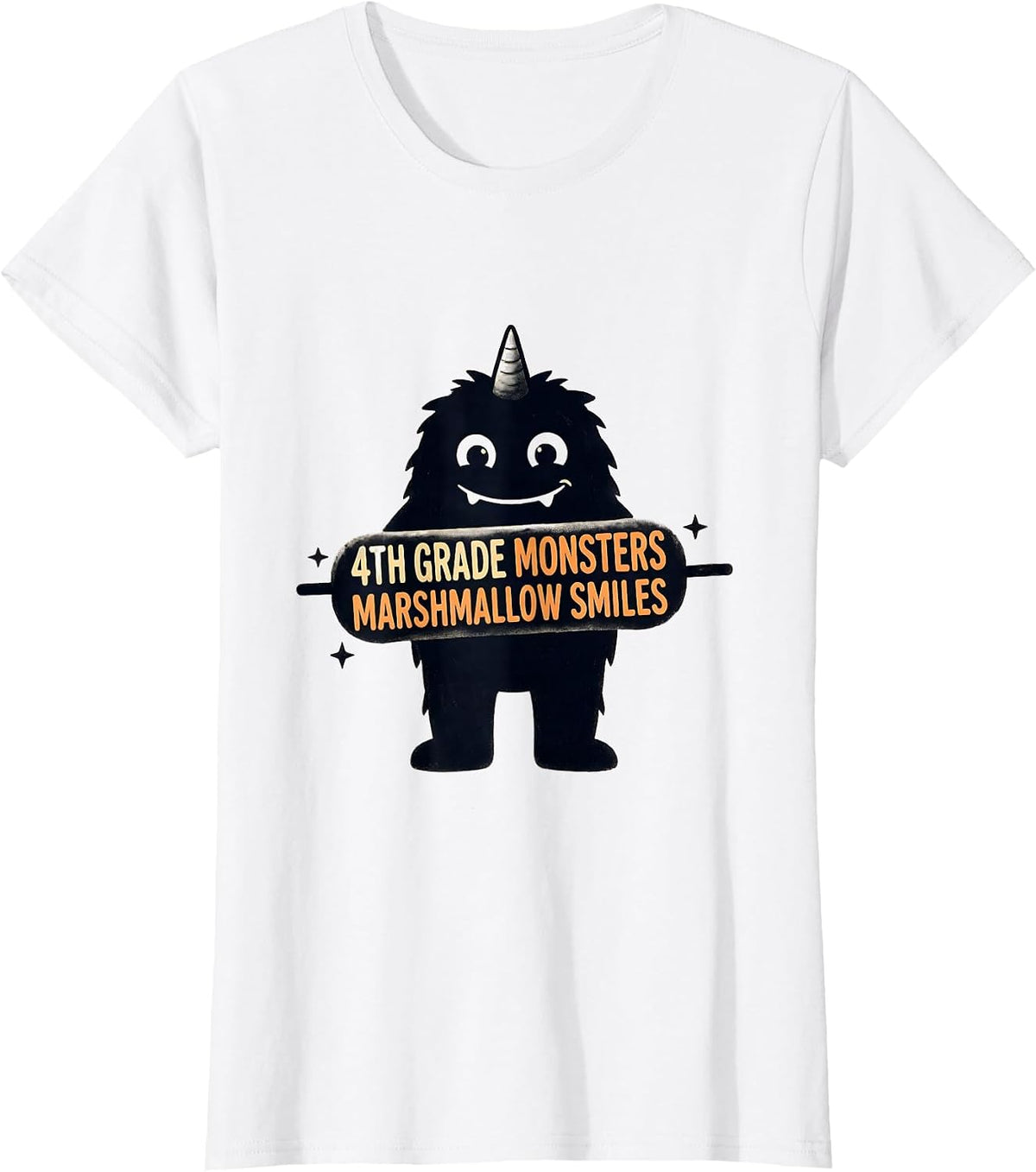 Women's 4th Grade Monsters Marshmallow Smiles Funny Teacher T-Shirt - White