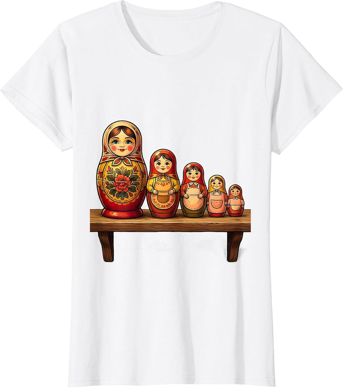 Preschool Teacher Nesting Dolls Shelf Graphic T-Shirt - White