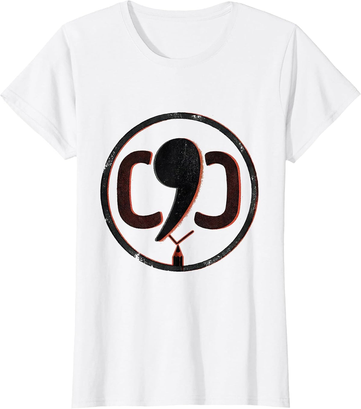 Badge Seal Grammar Teacher Punctuation Humor Gift T-Shirt - White