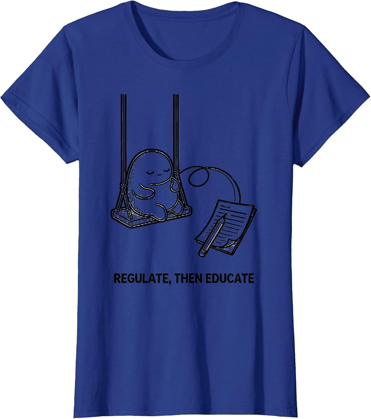 Women's Regulate Then Educate Line Art Occupational Therapy Sensory T-Shirt - Royal Blue
