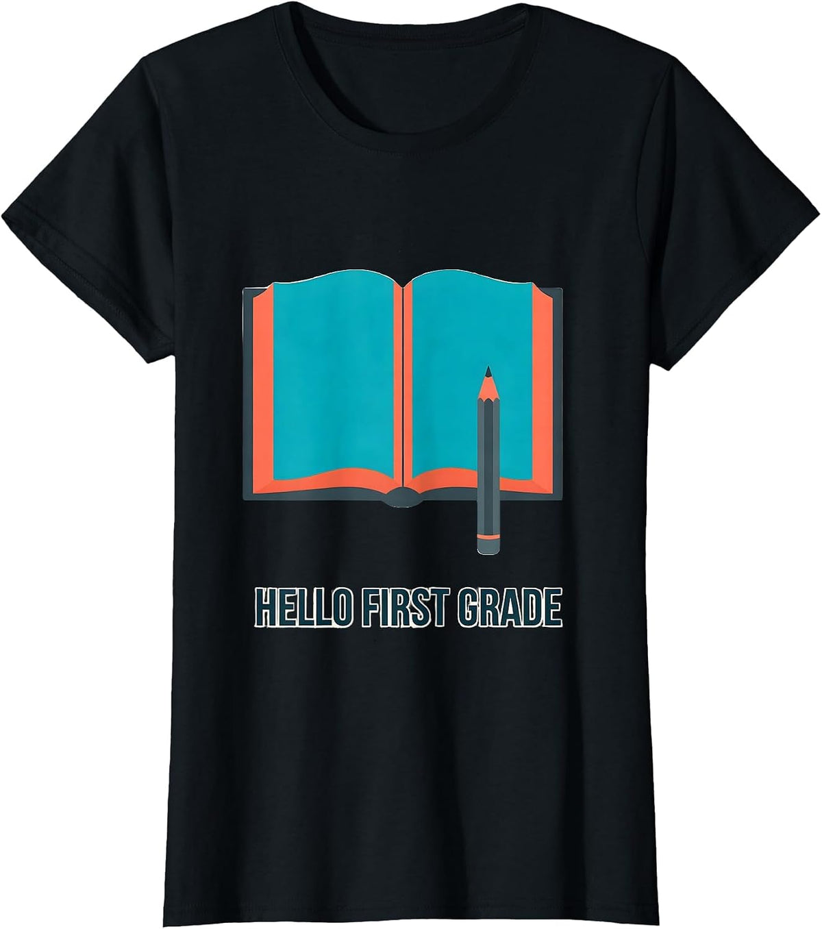 Hello First Grade Pastel Flat Vector Back To School Kids T-Shirt - Black