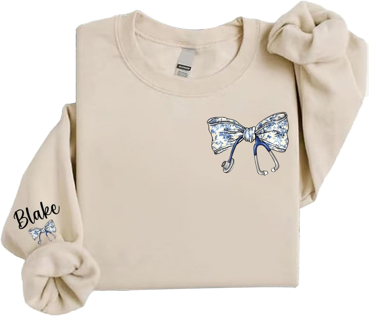 Personalized Profession Sweatshirt, Custom Job Title Crewneck, Healthcare, Education, Wellness, Realtor Gift - Nurse Bow