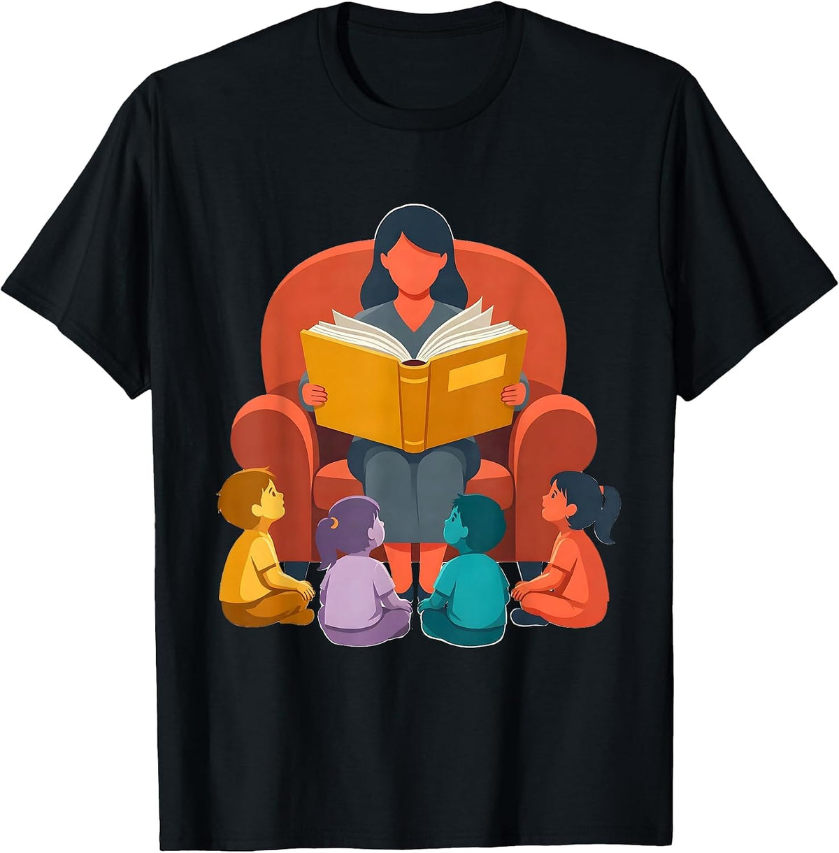 Men's PreK Teacher Reading Storybook to Children Gift T-Shirt - Black