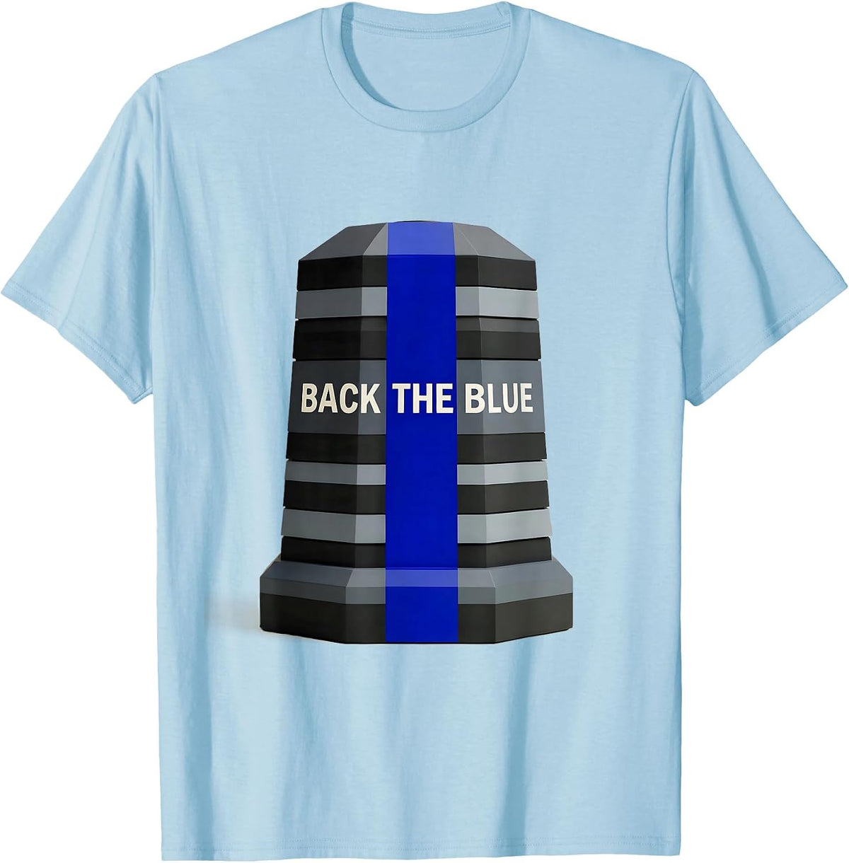 Men's Back The Blue Thin Blue Line Police Support Geometric T-Shirt - Baby Blue