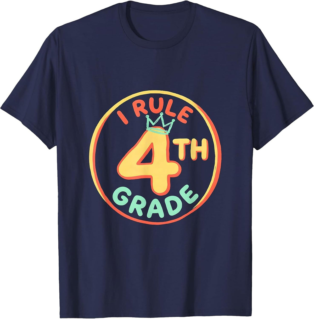 I Rule 4th Grade Funny Fourth Grade Back To School Kids T-Shirt - Navy Blue