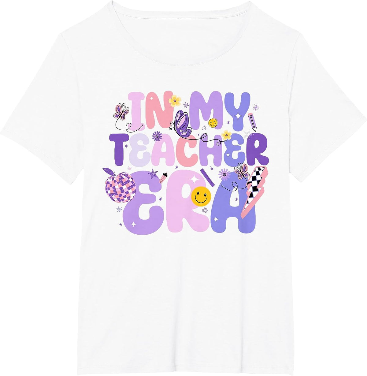 in My Teacher Era First Day of School Retro Funny Teaching T-Shirt - White