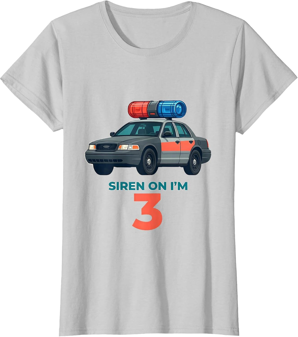 Women's Siren On I'm 3 Future Police Officer Toddler Birthday Party T-Shirt - Silver Grey