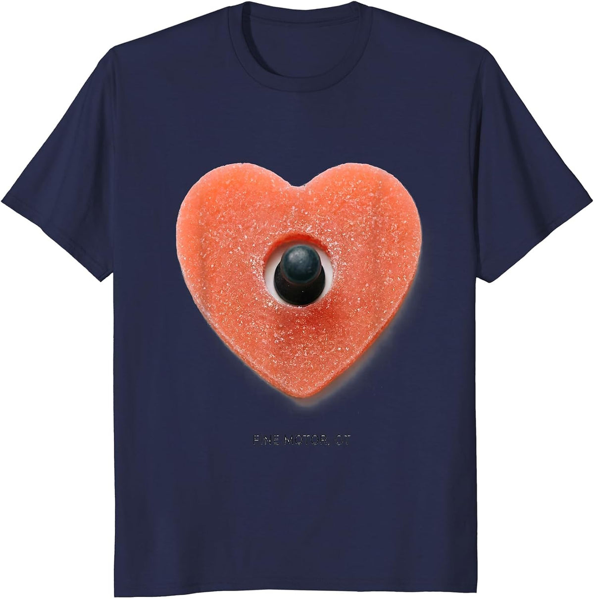 FINE MOTOR, OT Occupational Therapy Valentine Candy Heart T-Shirt - Navy Blue