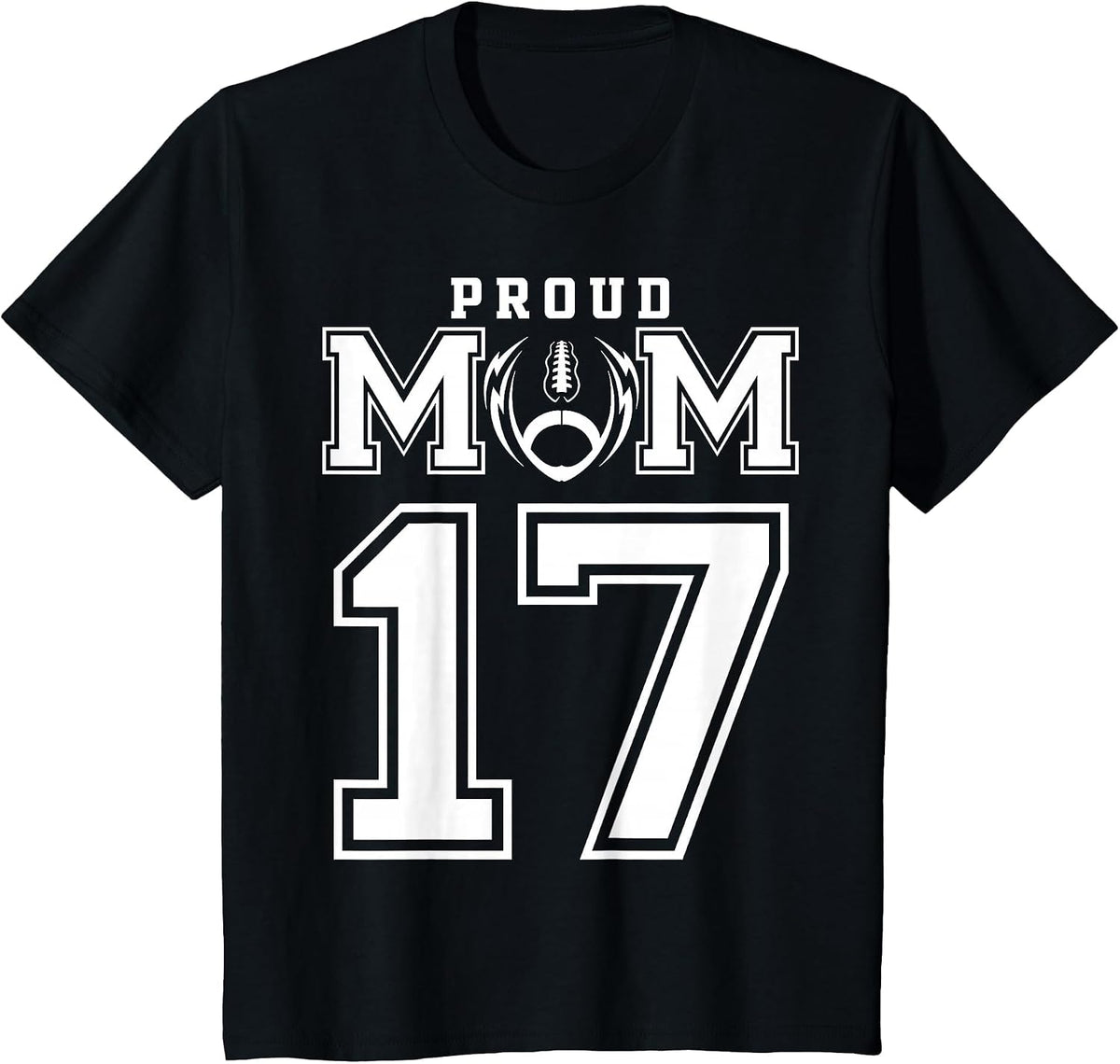 Custom Proud Football Mom Number 17 Personalized for Women T-Shirt - Black
