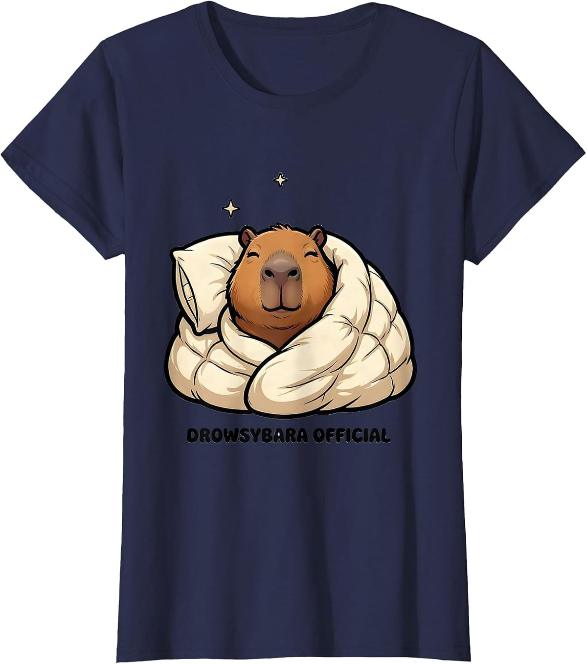 Women's Drowsybara Official Cute Capybara Pajama Sleepwear Kids T-Shirt - Navy Blue