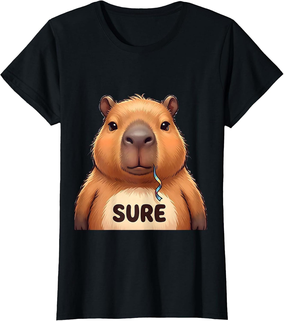 Sure Cute Capybara Kawaii Animal Lover Humor T-Shirt - Black