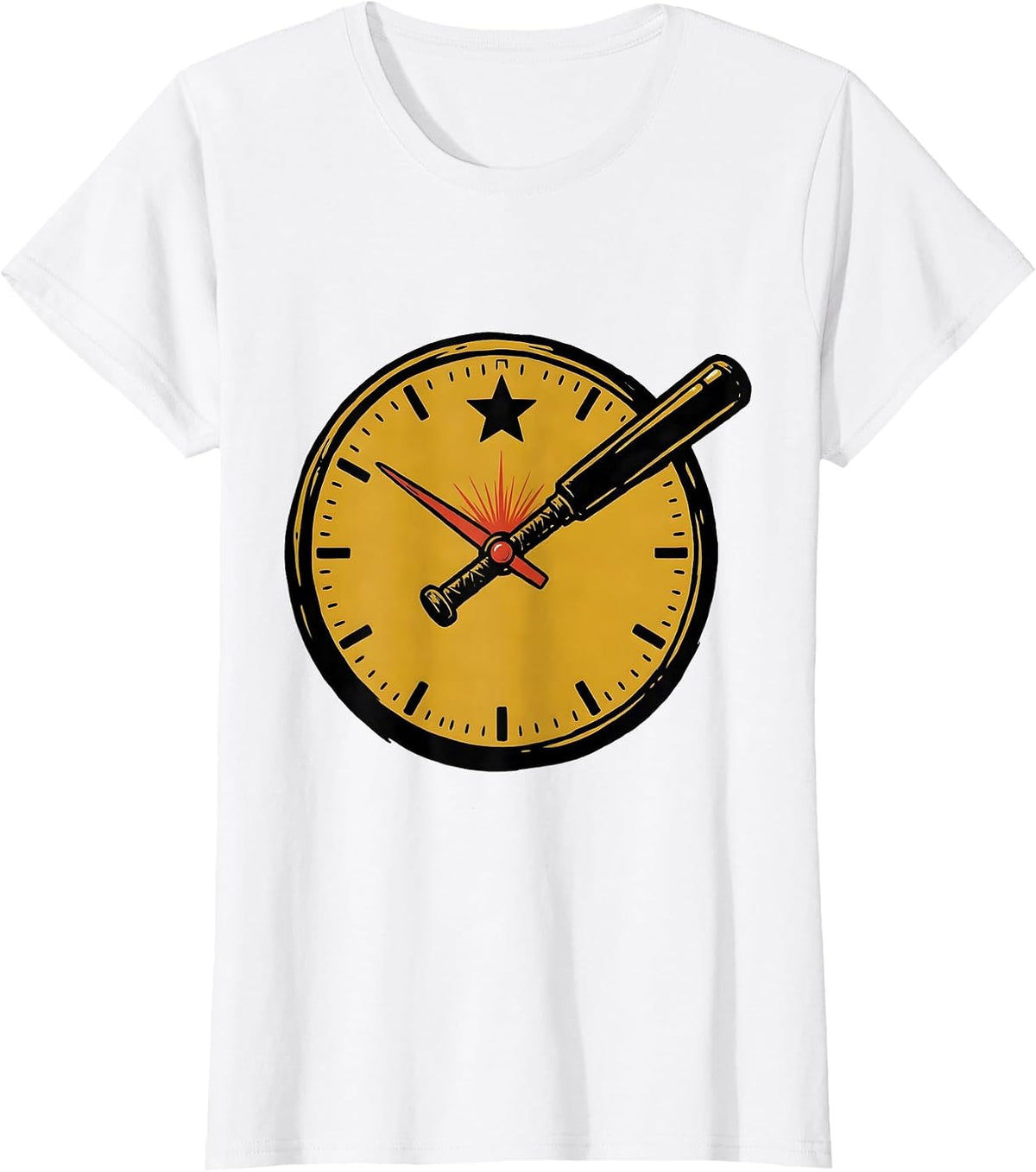 Women's Police Baton Clock Funny Cop Gift Law Enforcement Humor T-Shirt - White