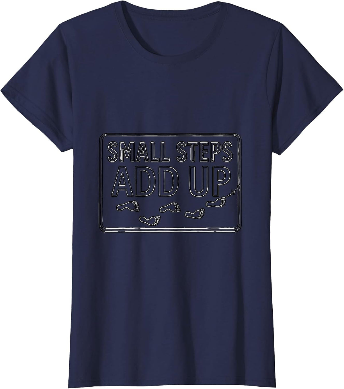 Women's Small Steps Add Up Line Art Occupational Therapy OT Month T-Shirt - Navy Blue