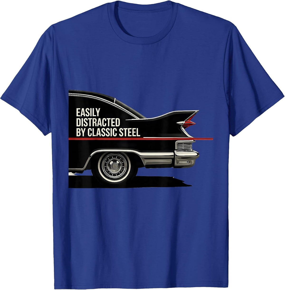 Men's Easily Distracted By Classic Steel Funny Classic Car Guy T-Shirt - Royal Blue