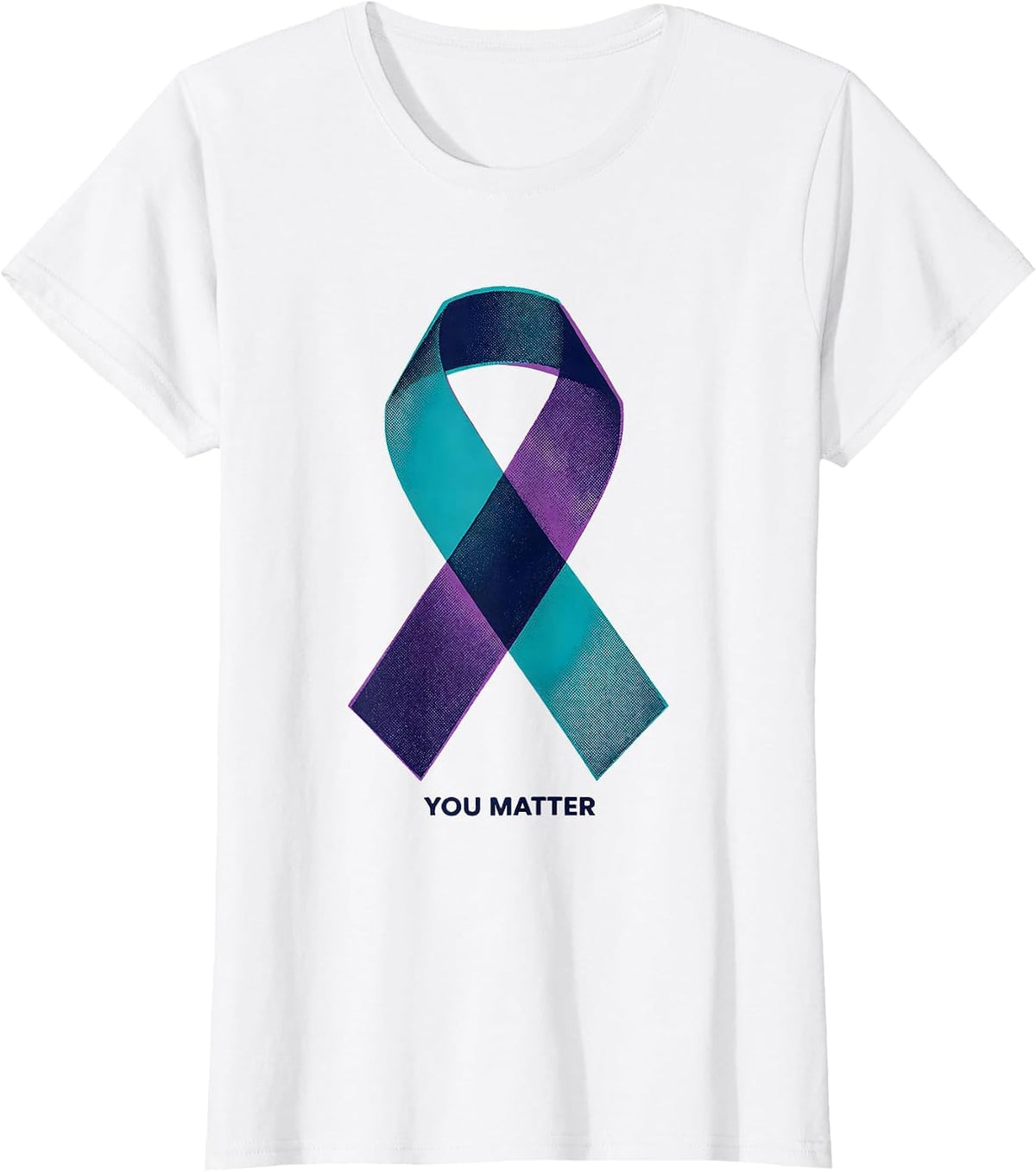 You Matter Risograph Suicide Prevention Awareness Teal T-Shirt - White