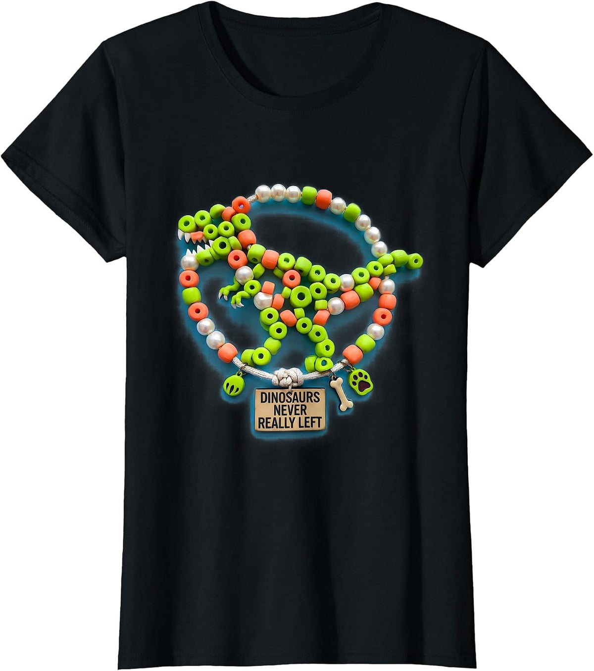 Women's Dinosaurs Never Really Left Prehistoric Design T-Shirt - Black
