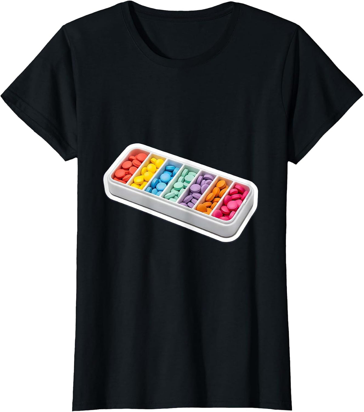 Women's Occupational Therapy Pill Organizer Graphic T-Shirt - Black
