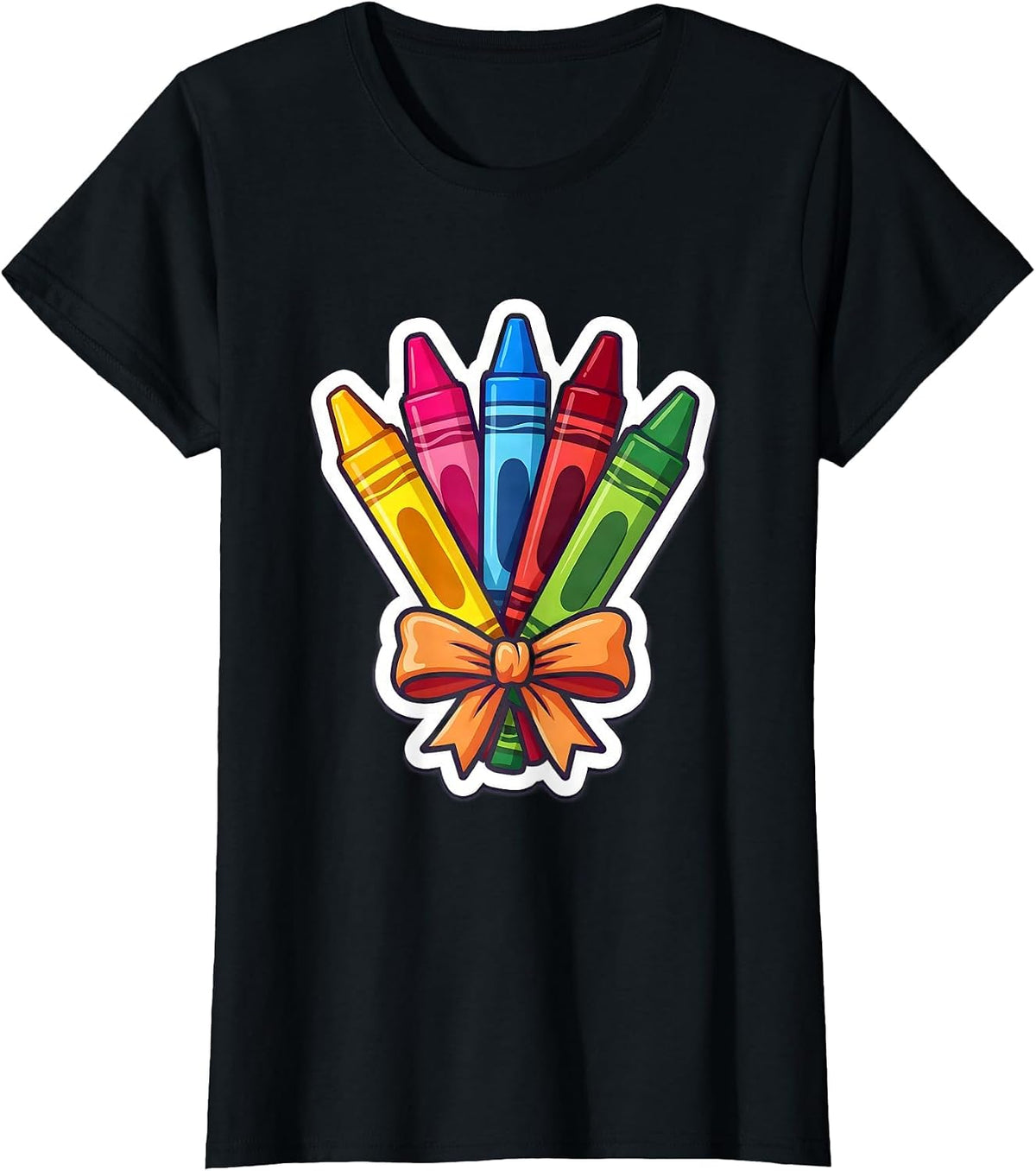 Crayon Bouquet Preschool Teacher Graphic T-Shirt - Black