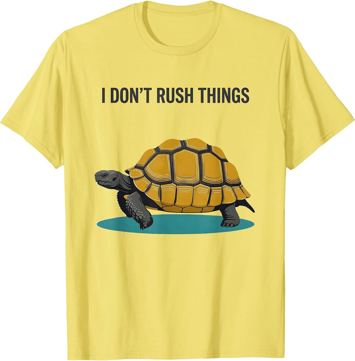 Men's I Don't Rush Things Midcentury Modern Tortoise Lover Gift T-Shirt - Lemon Yellow
