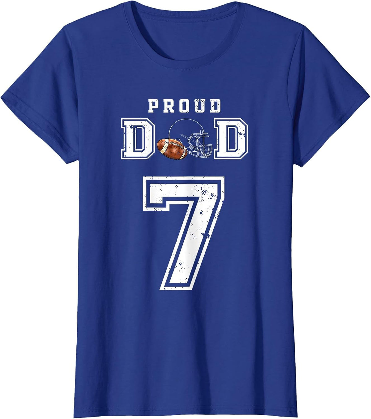 Custom Proud Football Dad Number 7 Personalized for Men T-Shirt - Royal Blue