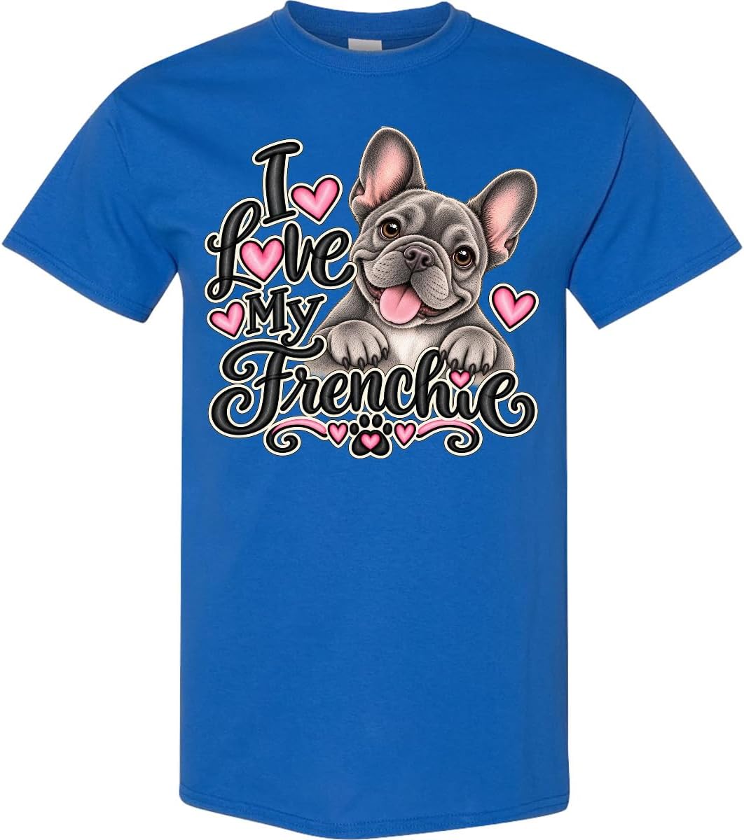 inktastic I Love My Frenchie Dog Adult T-Shirt - Royal Blue