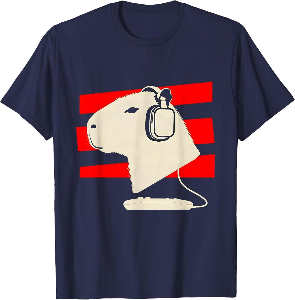 Men's Capybara Gamer Bruh Meme Humor Minimalist T-Shirt - Navy Blue