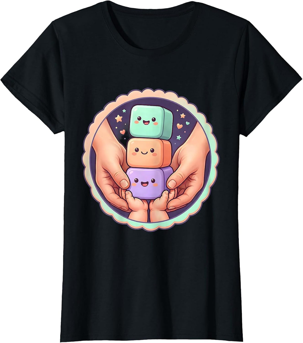Occupational Therapy Hands Guiding Child Block Stacking T-Shirt - Black