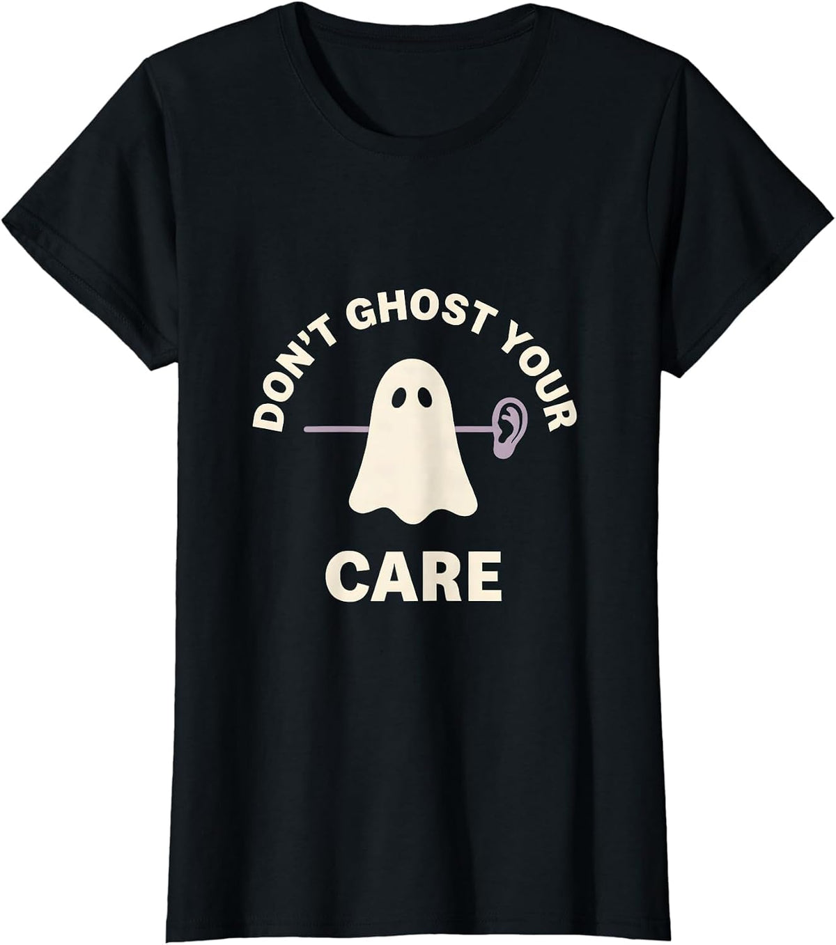 Don't Ghost Your Care Minimalist Ghost Halloween Mental T-Shirt - Black