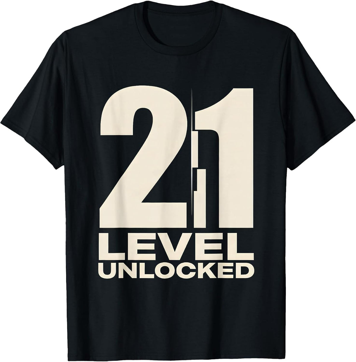 Men's Level 21 Unlocked Minimalist Gamer 21st Birthday Gift T-Shirt - Black