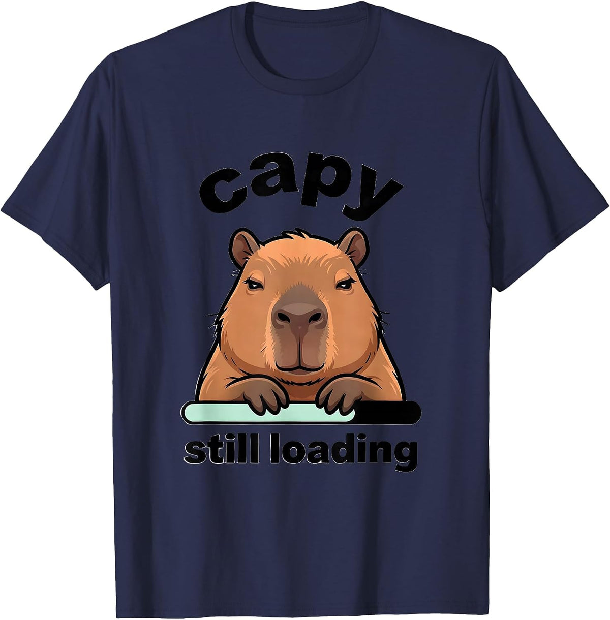 capy still loading Cute Kawaii Capybara Meme Humor Animal T-Shirt - Navy Blue