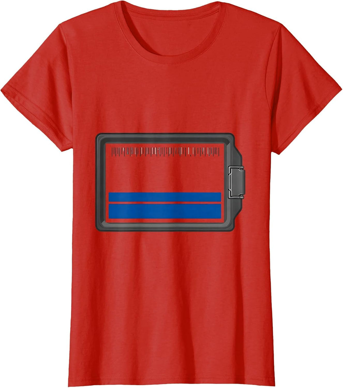 Service Plate Thin Blue Line Police Support Tribute T-Shirt - Red
