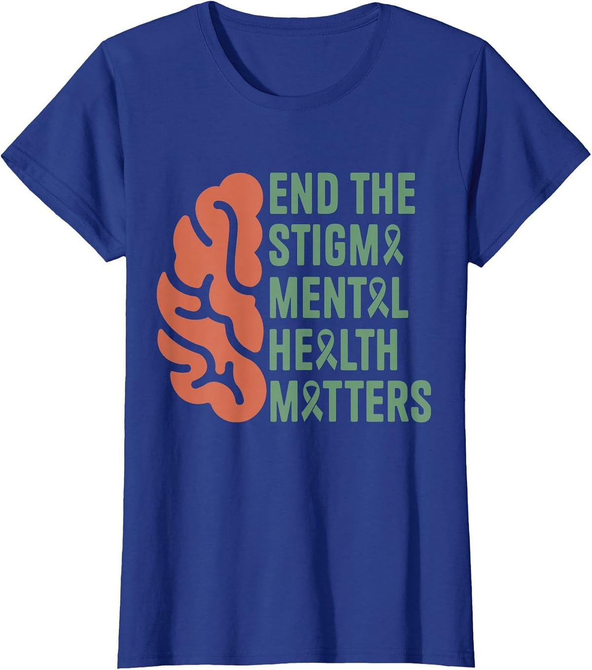 End The Stigma Mental Health Matters T-Shirt - Royal Blue