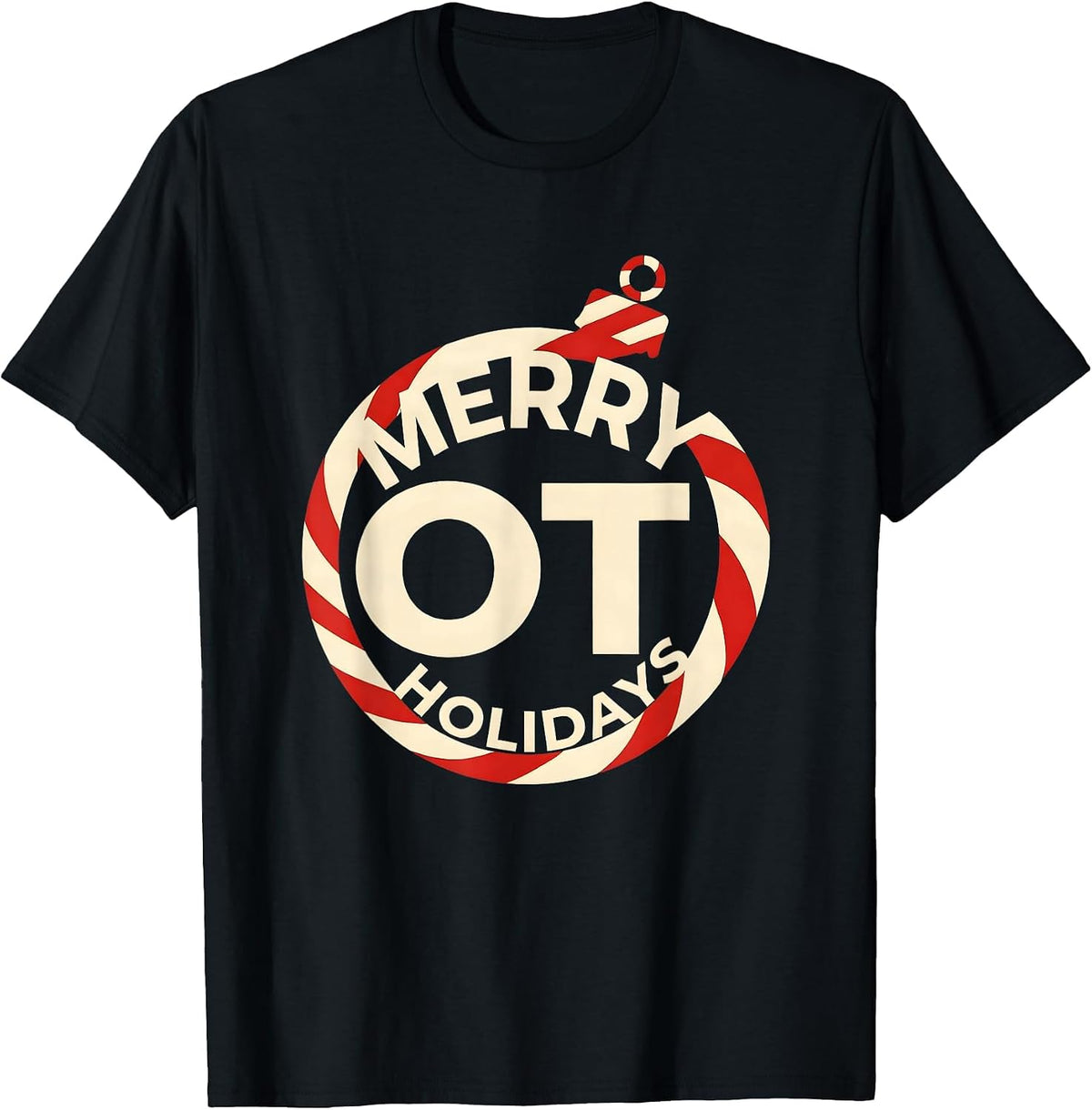 Men's Merry OT Holidays Festive Occupational Therapy Christmas T-Shirt - Black