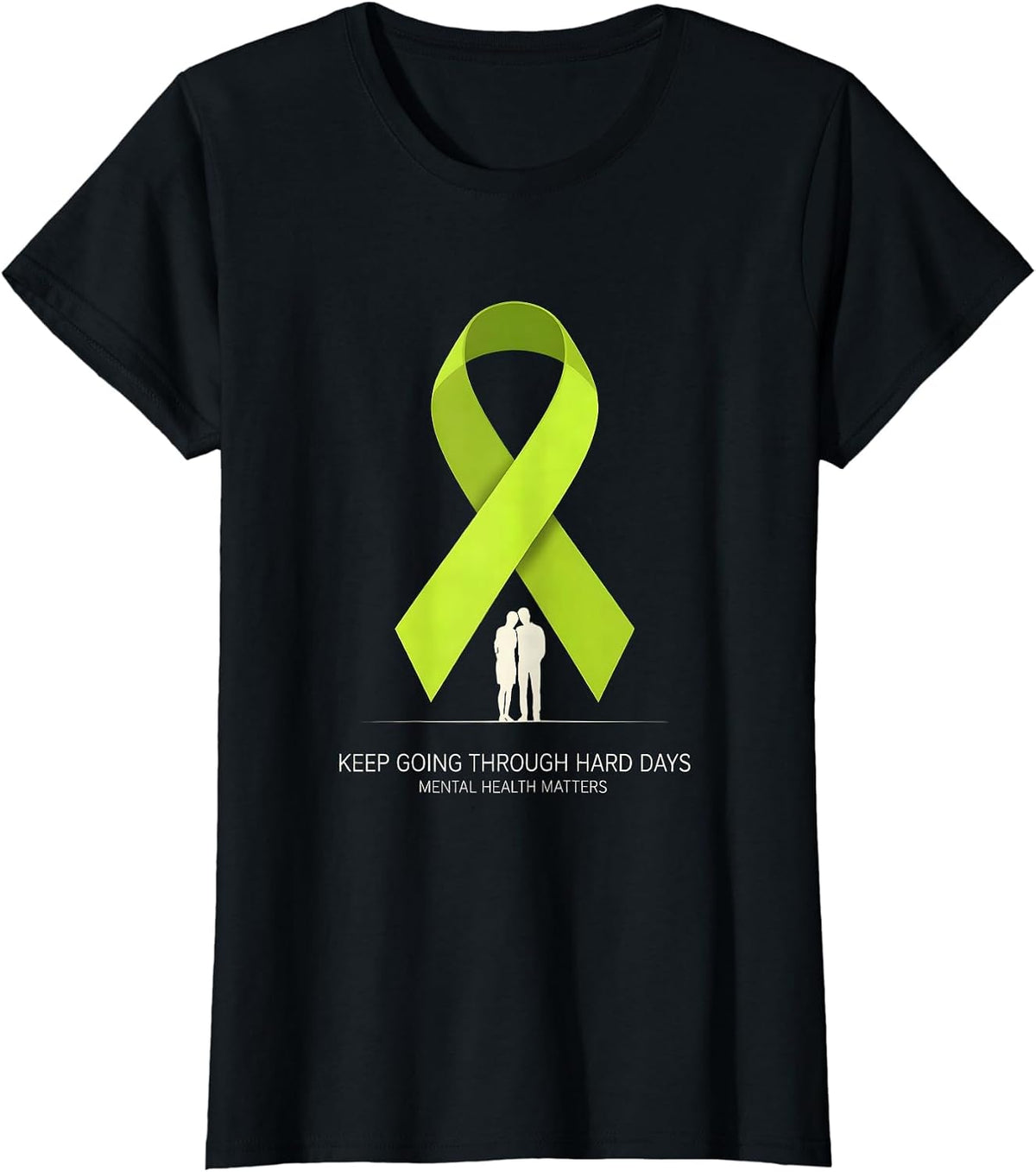 Women's Keep Going Through Hard Days Mental Health Matters T-Shirt - Black
