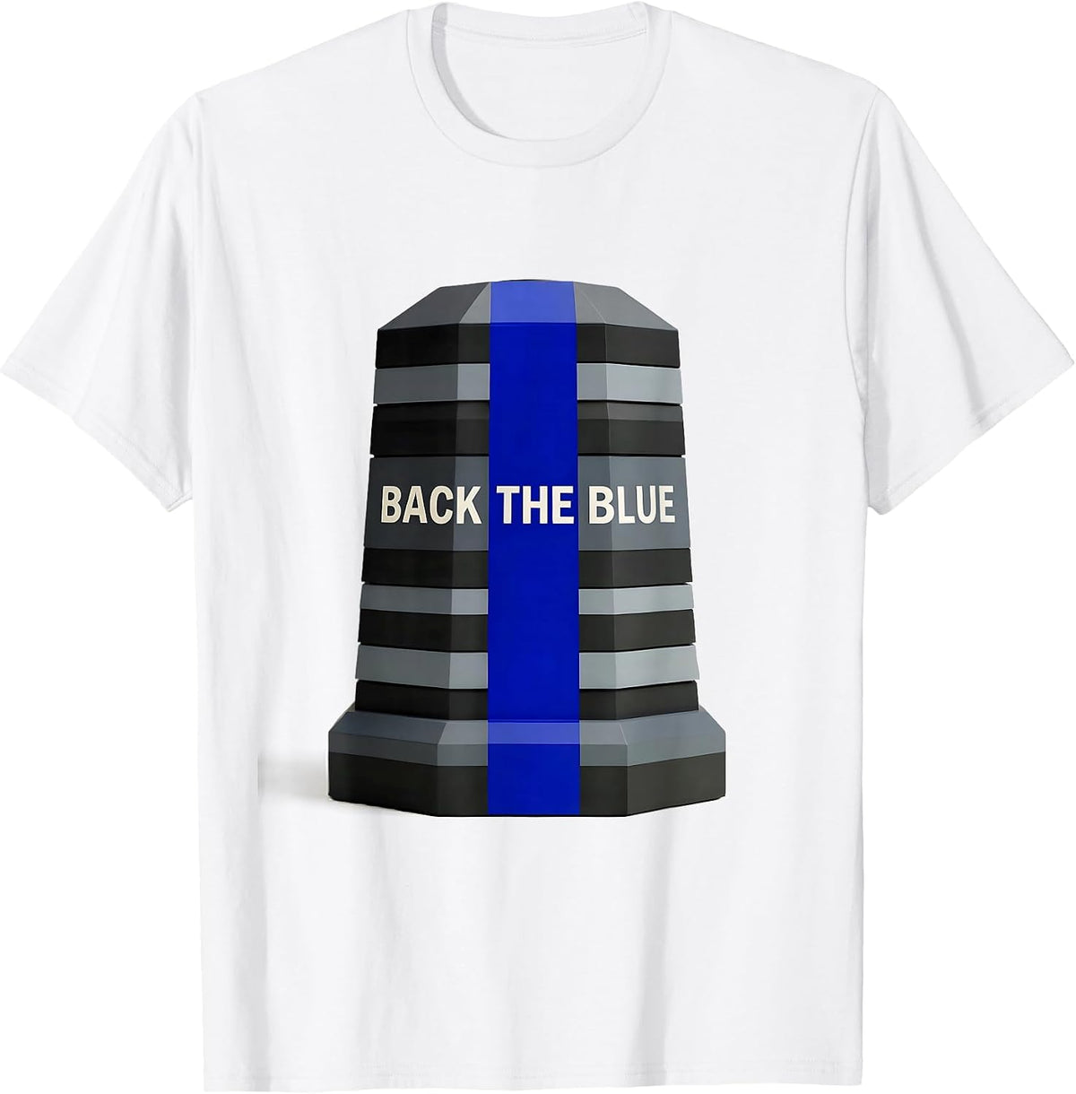 Men's Back The Blue Thin Blue Line Police Support Geometric T-Shirt - White
